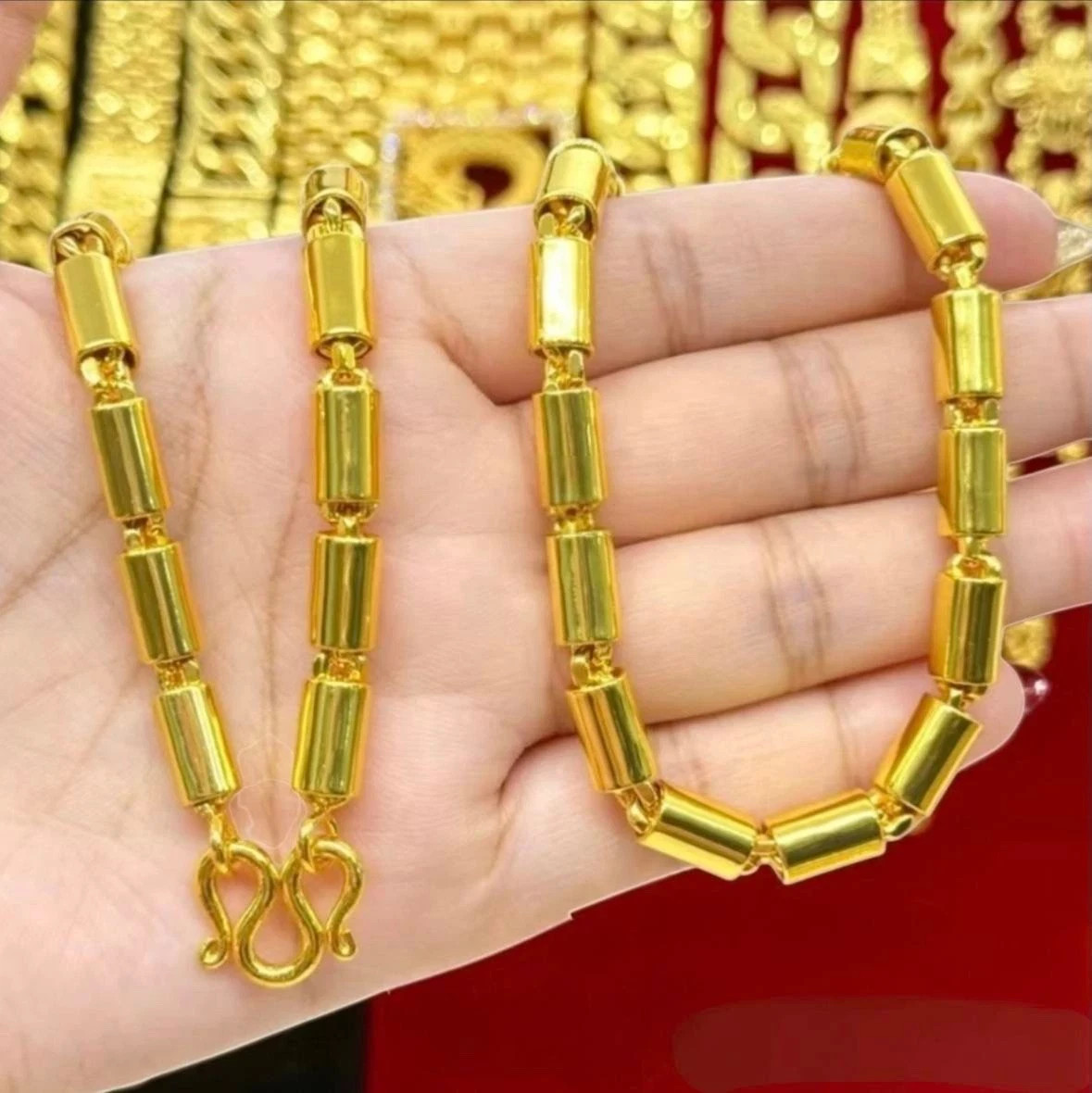 Thai Gold plated 24k Necklace Yellow Chain Pendant 24″ Weight 5 Bah Jewelry Gift