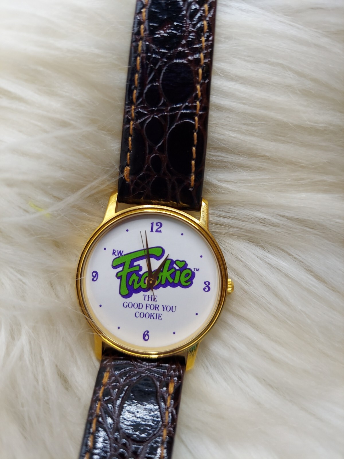 VINTAGE 1980’S R.W. FROOKIE THE GOOD FOR YOU COOKIE GOLD TONE WATCH~UNTESTED