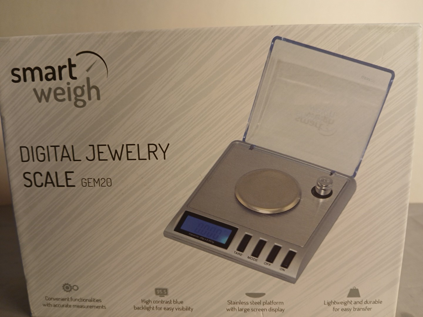 Smart Weigh High Precision Digital Jewelry Scale GEM20 Opened Box