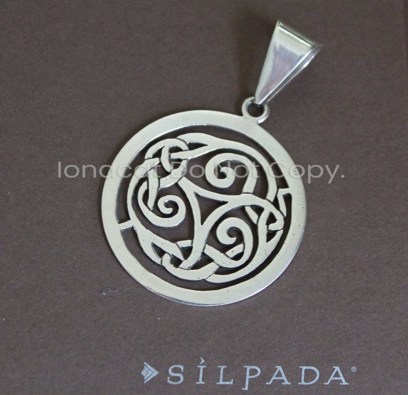 SILPADA Sterling Silver Large Celtic Knot Scroll Pendant Slide S1230