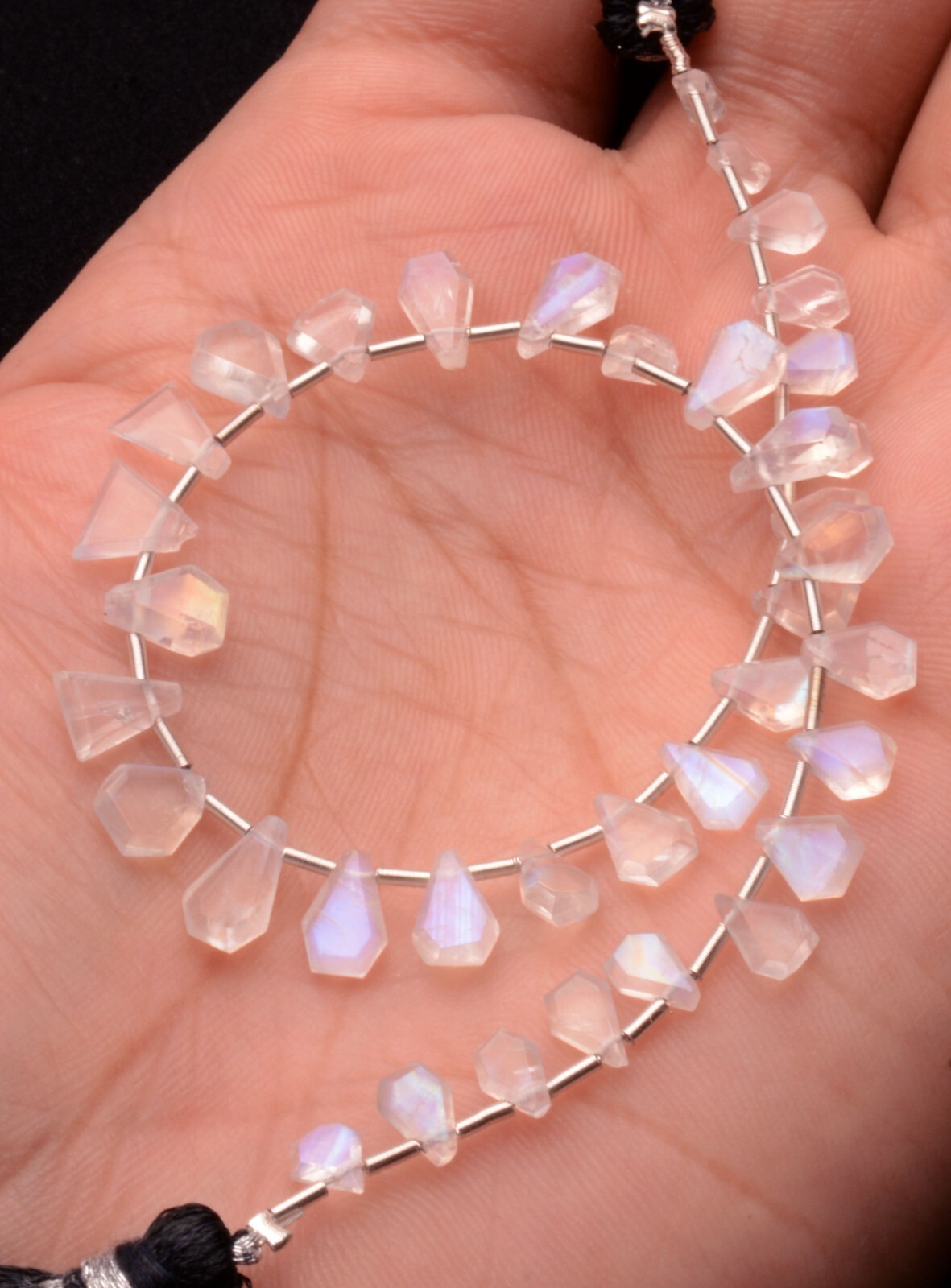 Blue Fire Rainbow Moonstone 5 to 8 mm Size Jewelry Making Beads 9″ Strand