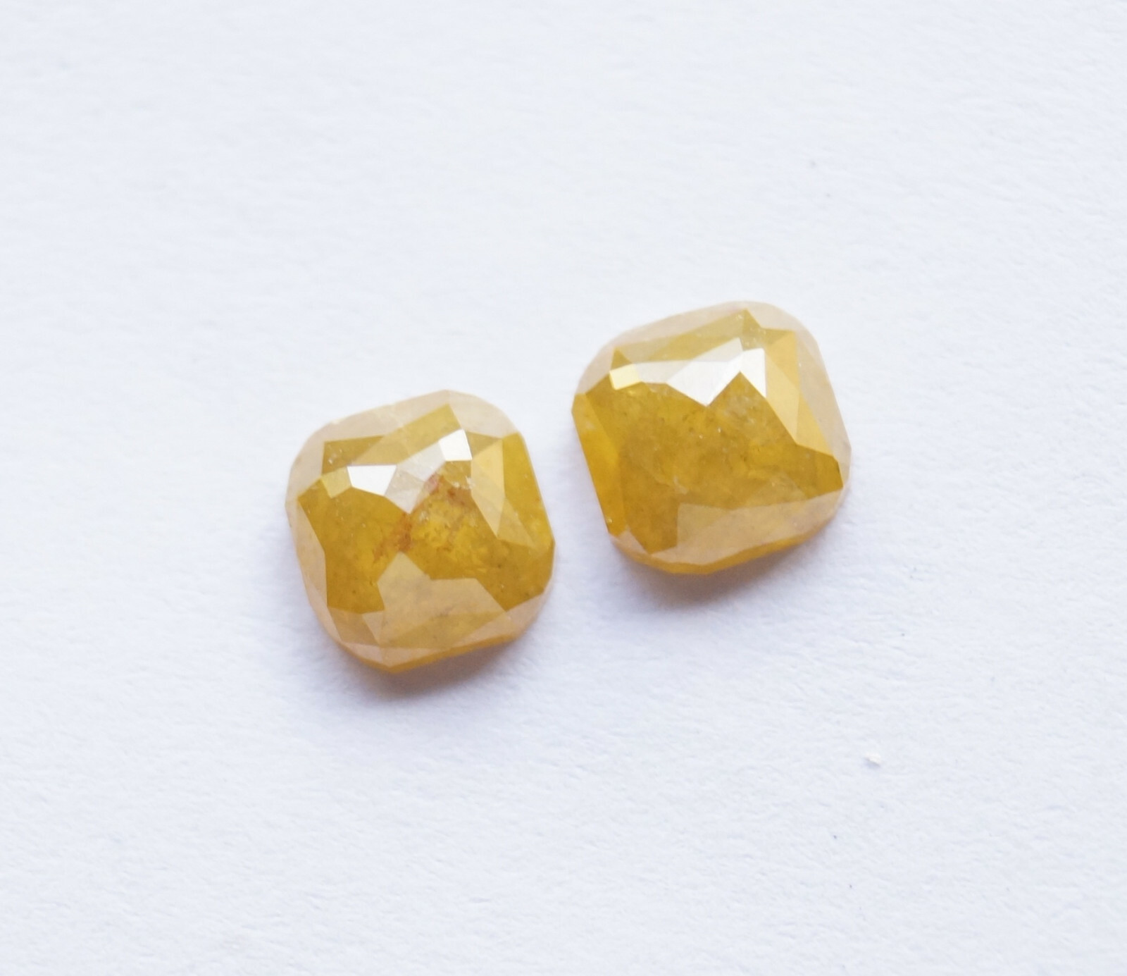 Natural Rose Cut Diamond Pair Cushion Yellow Color I3 Clarity 5.37MM 1.45Ct 1027