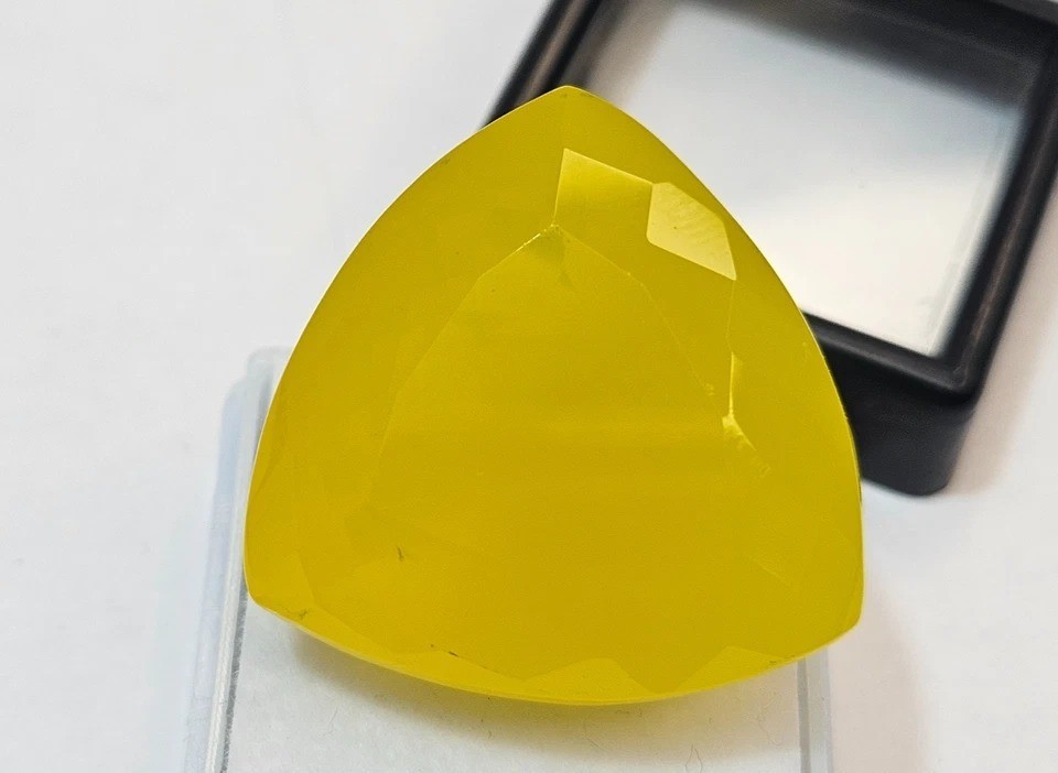 Natural Neon Yellow Opal 58-60 Ct Trillion Cut Loose Certified Gemstone