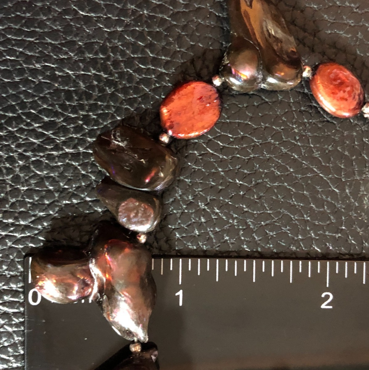 Sterling Silver FRESHWATER PEARL Bracelet RED BURGUNDY Garnet 925 7.5″ 3393