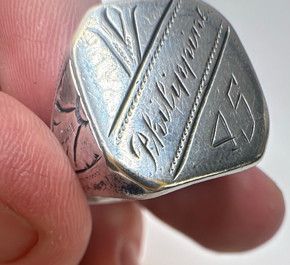 WWII Ring AirForce Philippines 1945 Hand Engraved Silver WW2 Vintage Military