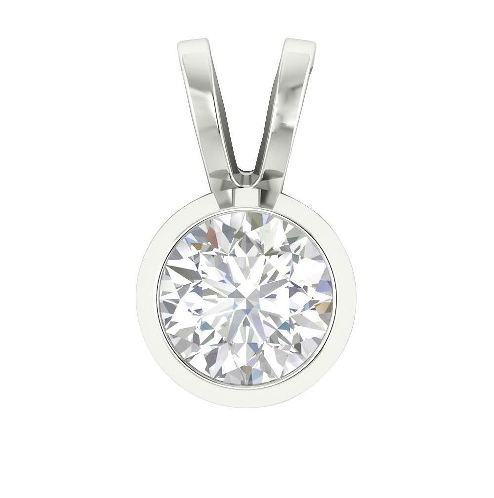 SI2 H 0.50 Ct Natural Diamond Solitaire Pendant Necklace 14K Solid Gold 0.43Inch