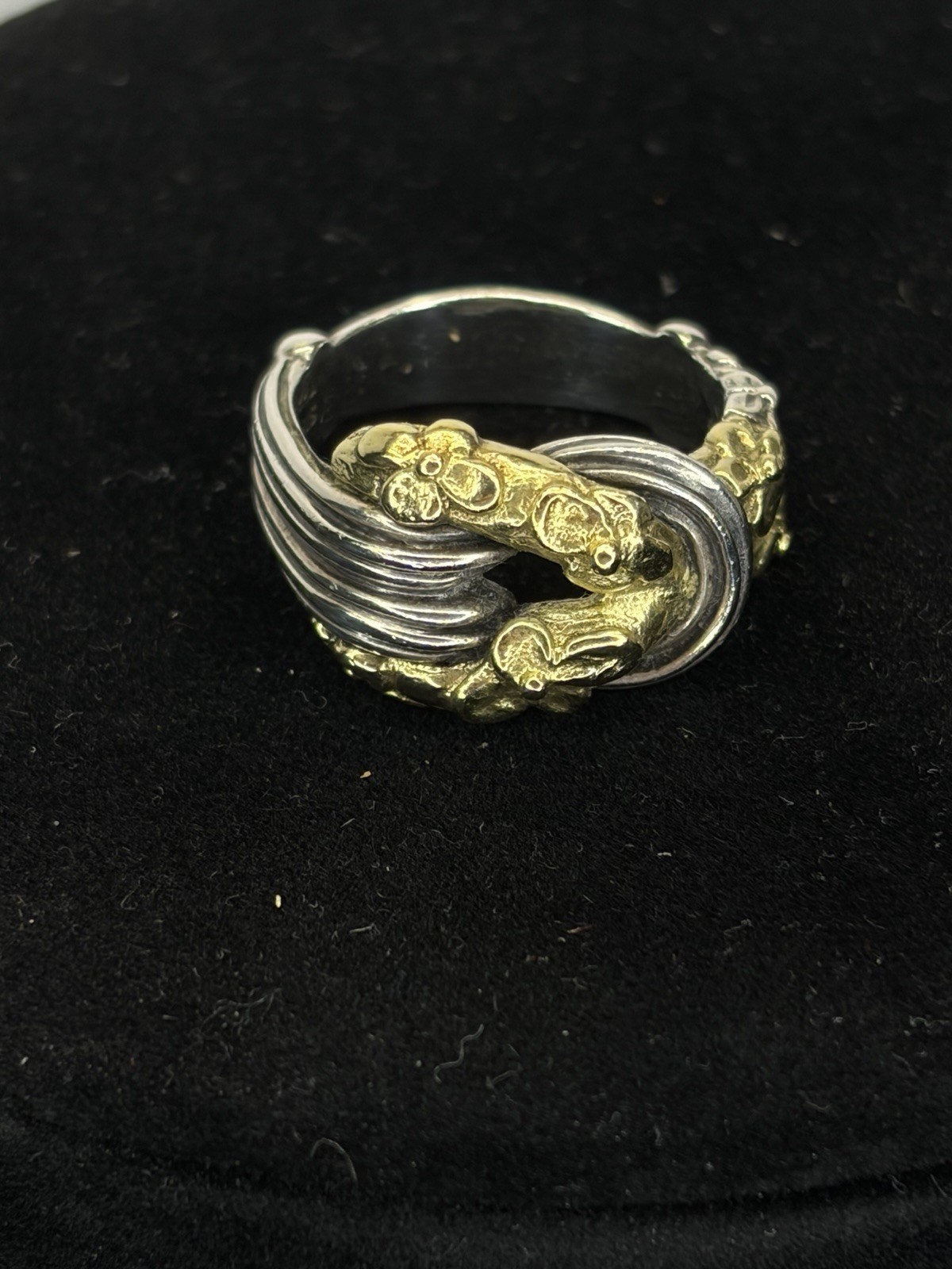 ANN KING 925 Sterling Silver & 18K Gold Flower Knot Ring-Size 8