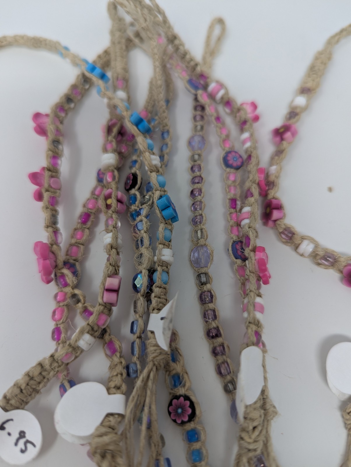10 Boho Macrame Anklets Bracelets Shell Beaded Adjustable Y2K Mix