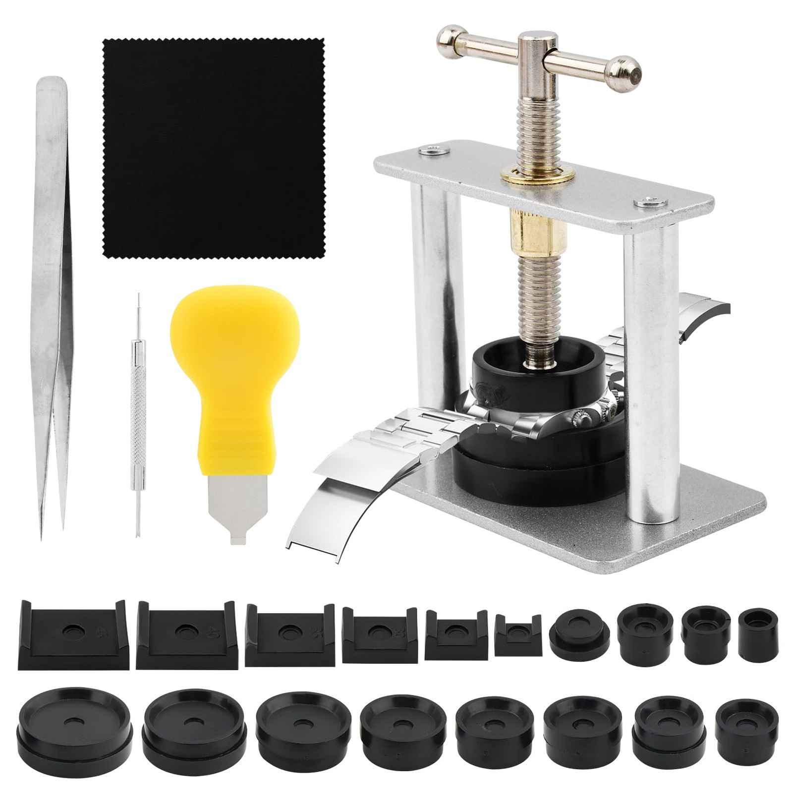 Watch Press Tool Set, Watch Battery Tool Kit, Back Case Closer with 18PC Mold…