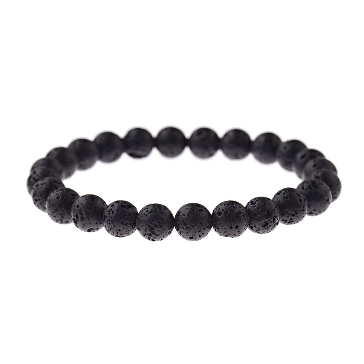 2Pcs Punk Men’s 8mm Lava Rock Diffused Stone Wolf Head Charm Bracelets Bangle