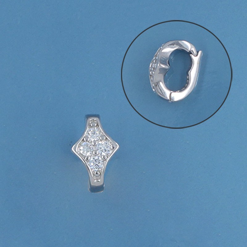 Sterling Silver CZ Curved Rhombus Hinged Pendant Bail Connector Shortener #33343