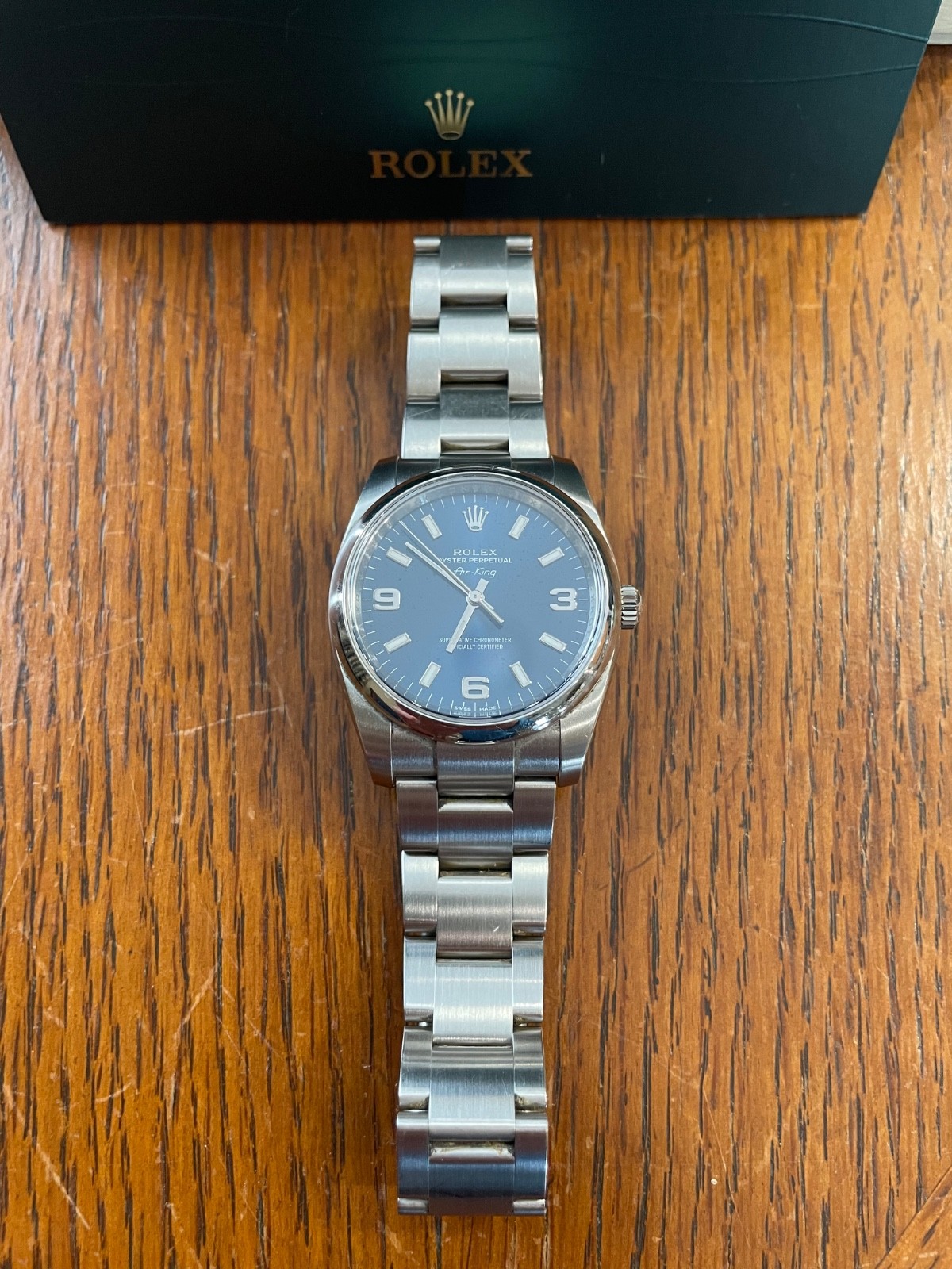 Rolex Air King 34mm Blue Dial + EXCELLENT CONDITION + Box, Tags and Manuals