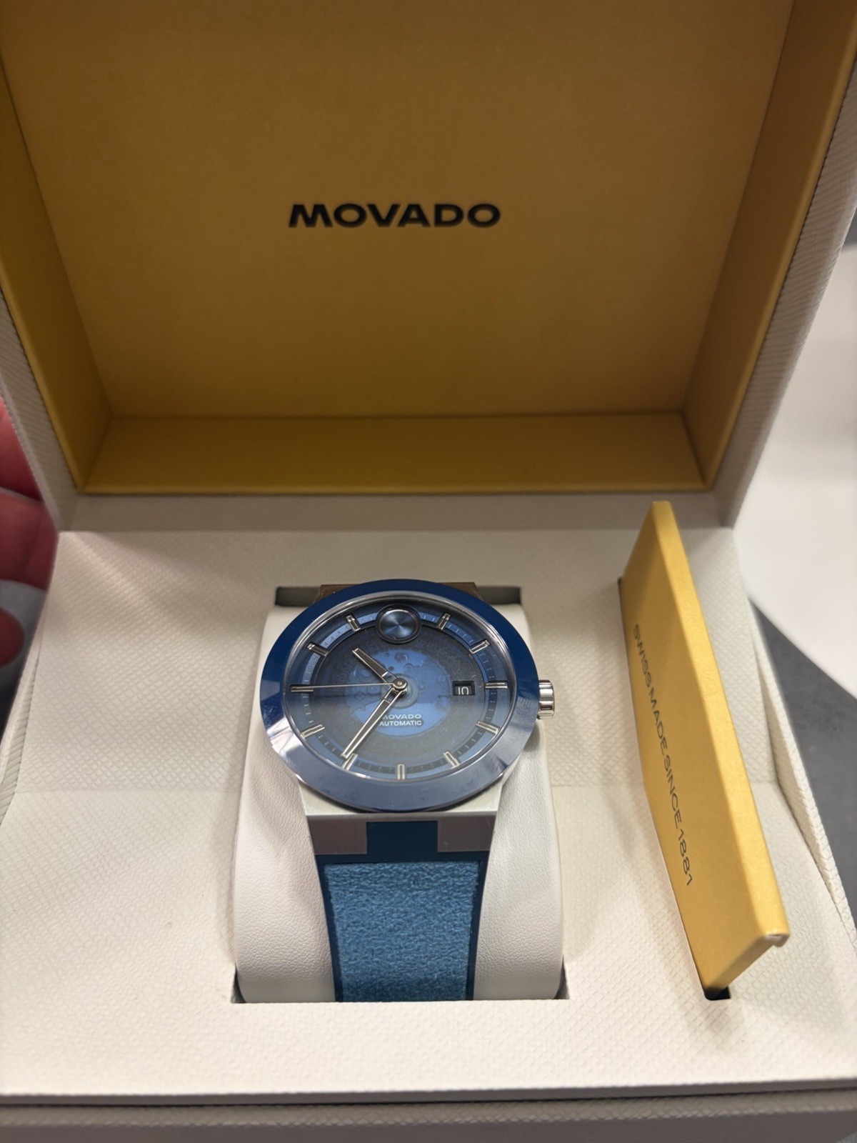 Movado Bold Men’s Watch – Swiss Automatic Self-Winding Silicone Strap Blue Dial