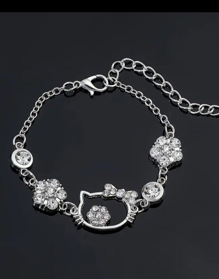 Sanrio Hello Kitty Pendant Bracelet, Cat And Flowers Design