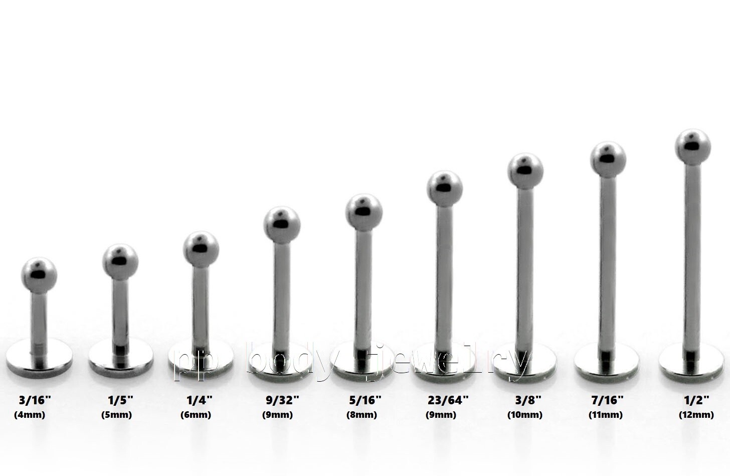 20G 18G 16G 14G Ball Top Surgical Steel Labret Stud Ear Helix Cartilage Tragus