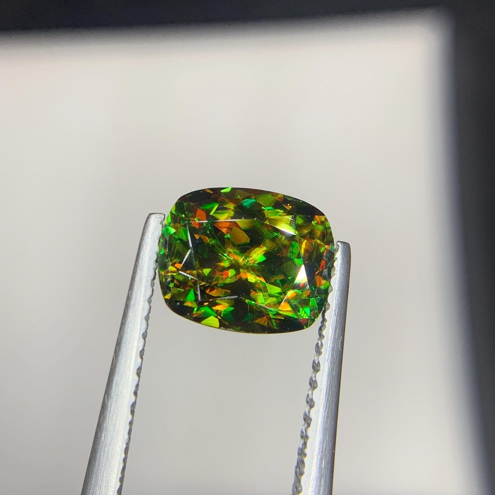 5 Ct Natural Full Fire Chrome Sphene Cushion Cut Gemstone From Skardu Pakistan