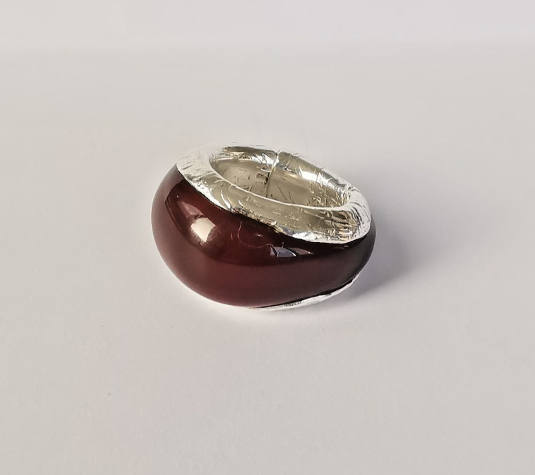 Handmade Fine Silver 999 Agate Ring, Unisex Chunky Statement Band, One of a Kind