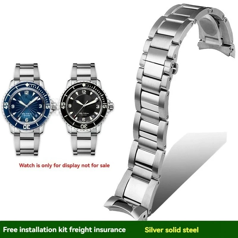 23mm Steel Butterfly Buckle Strap For Blancpain 5000 5015 Series Watchband Tool
