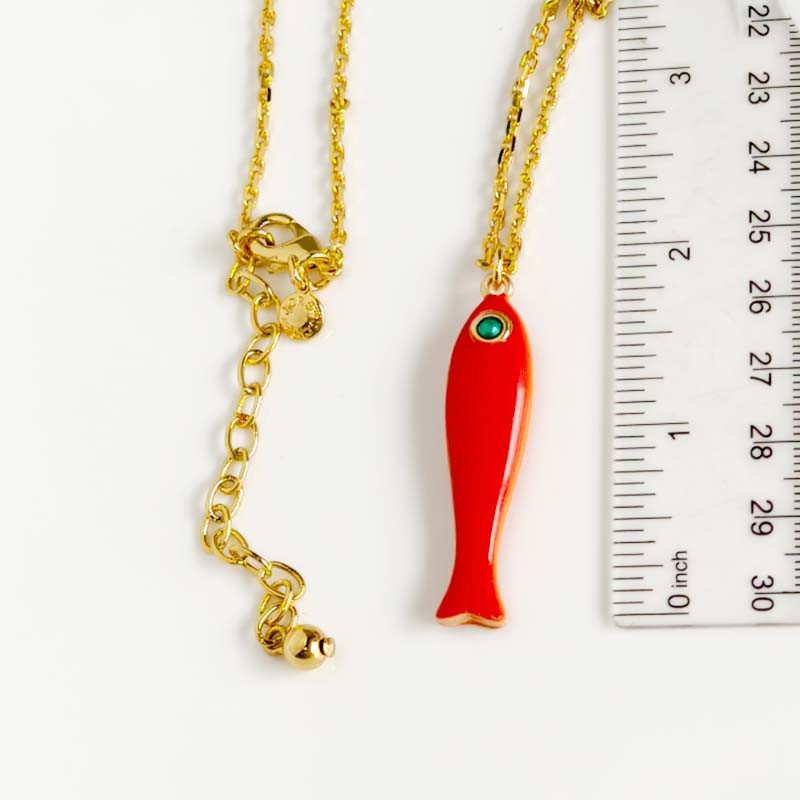 31″ Jcrew Gold Tone Fish Pendant Necklace Chic Women Party Vacation Jewelry Gift