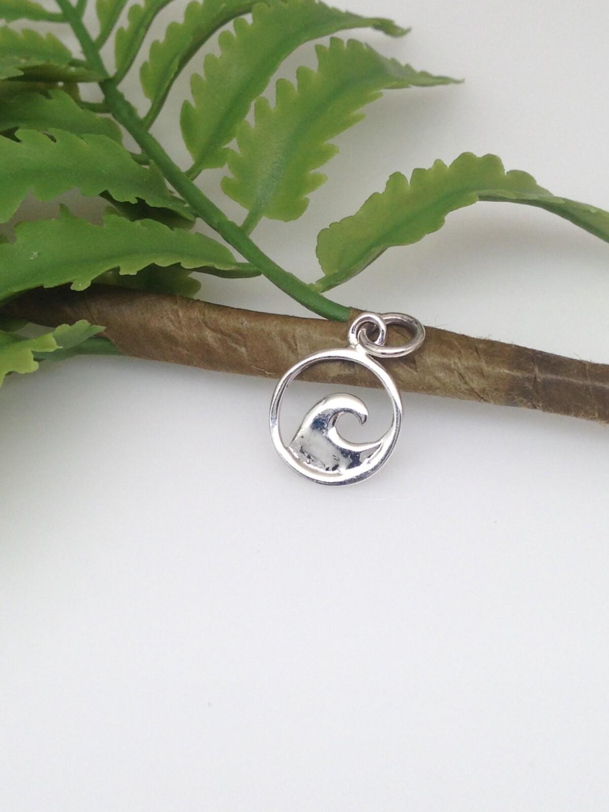 925 Sterling Silver Ocean Wave Pendant TINY Charm Women 11.8mm(0.46″)/19mm0.75″