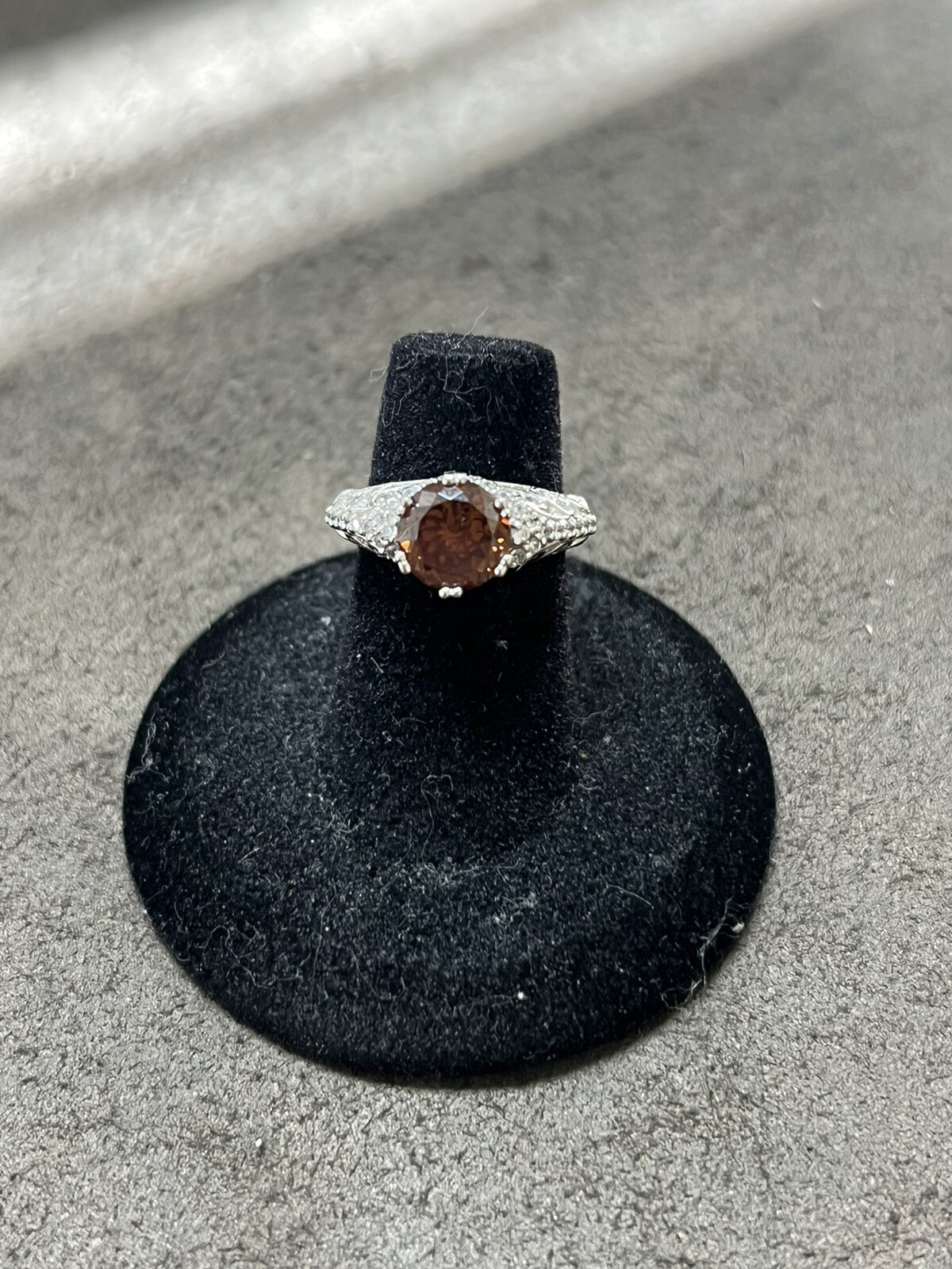 Tacori Chocolate Cz Stone .925 Sterling Silver Stunning Work Sz5 5G Estate New!!