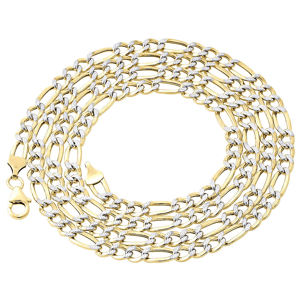 1/10th 10K Yellow Gold 5mm Diamond Cut Figaro Link Chain Necklace 18-30 Inches