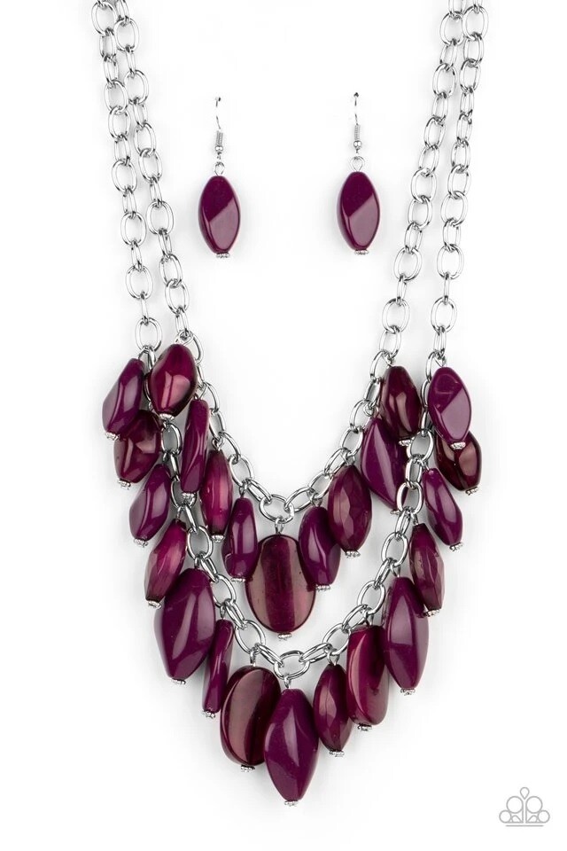 Palm Beach Beauty Purple Necklace and Earring Set Paparazzi NEW WITH TAGS