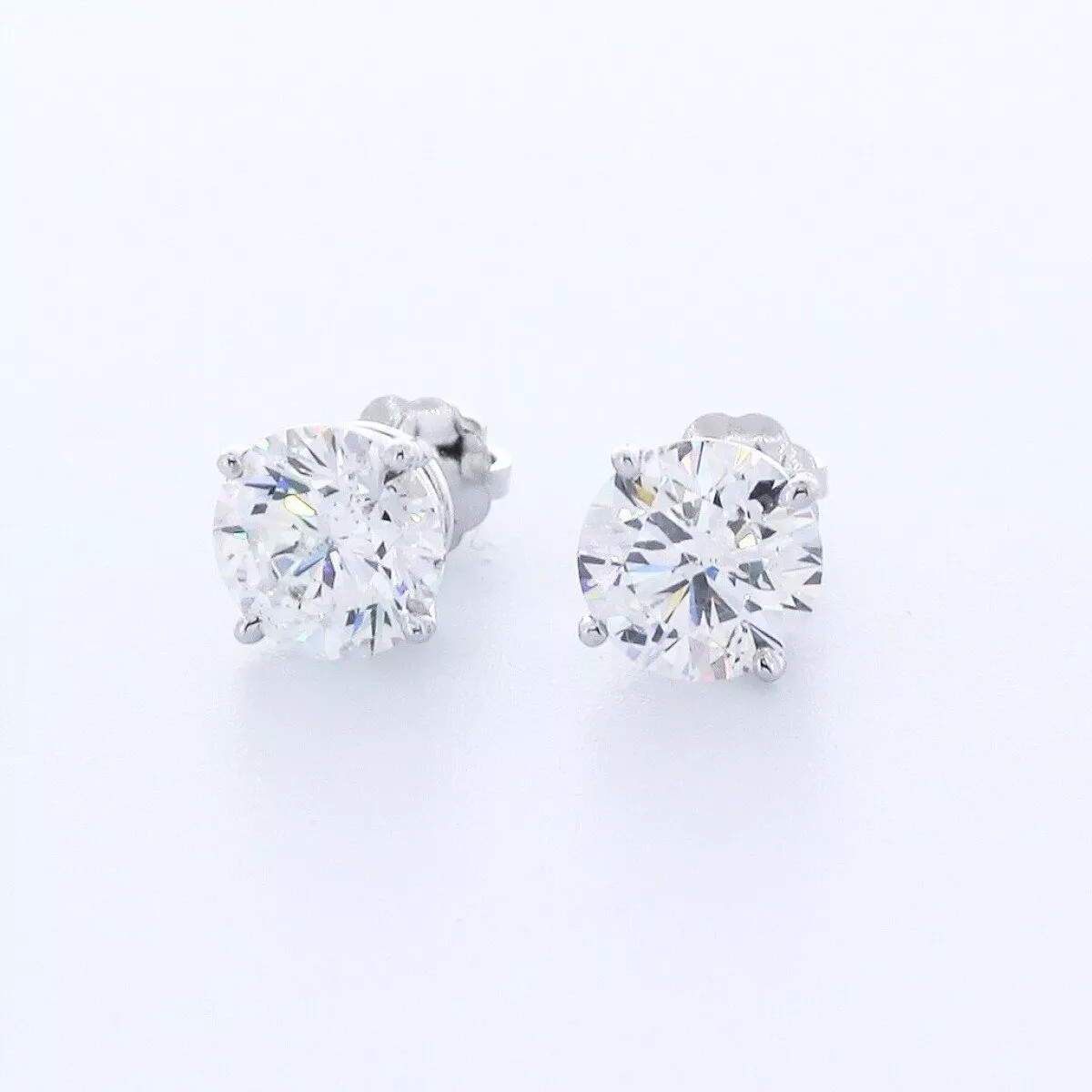 Stud Earrings Solid 14K White Gold Classic 1.40 CT Round Natural Diamond F SI1
