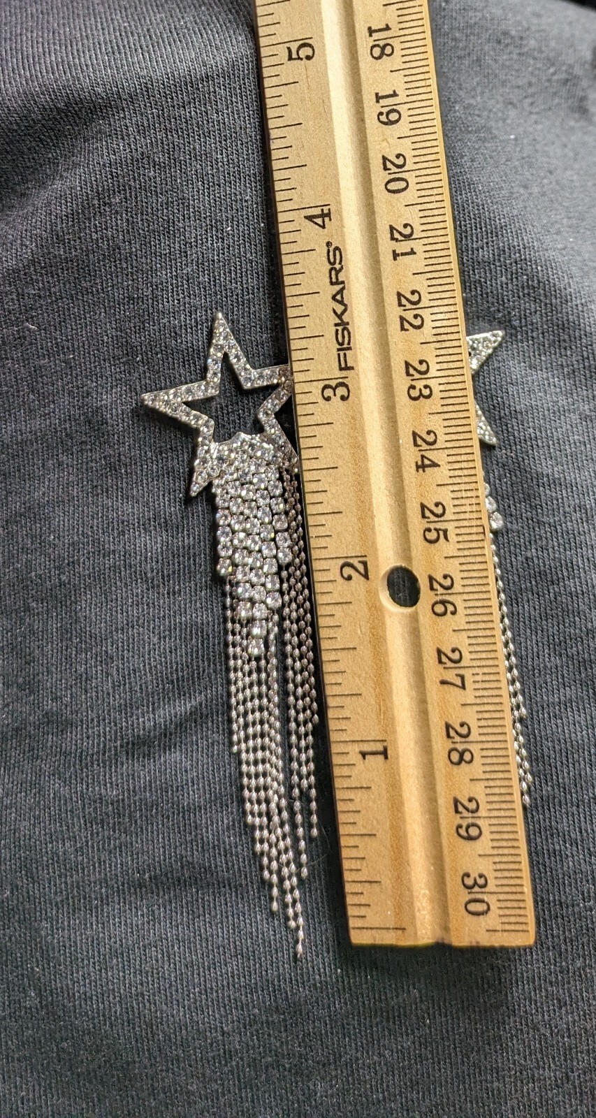 Rhinestone Star Tassel Silver Color Stud Earrings FREE SHIPPING & GIFT BOXED
