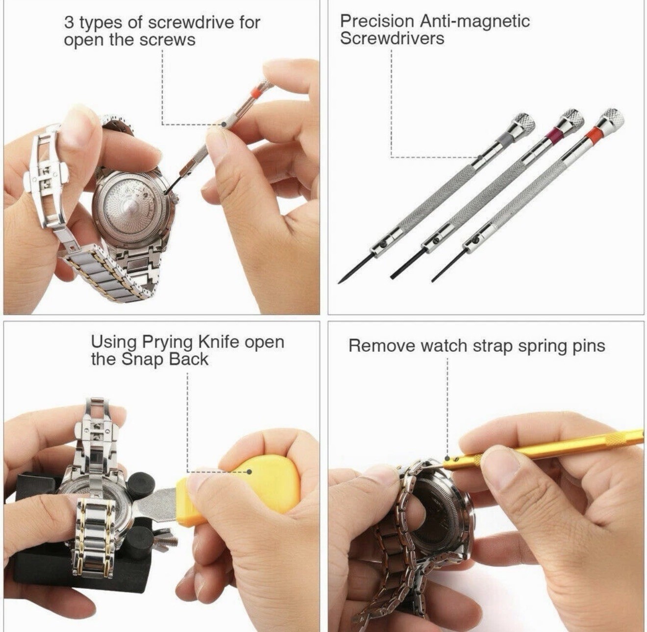 Watch Repair Tool Kit Case Opener Screwdriver Band Strap Link Remover For VAER