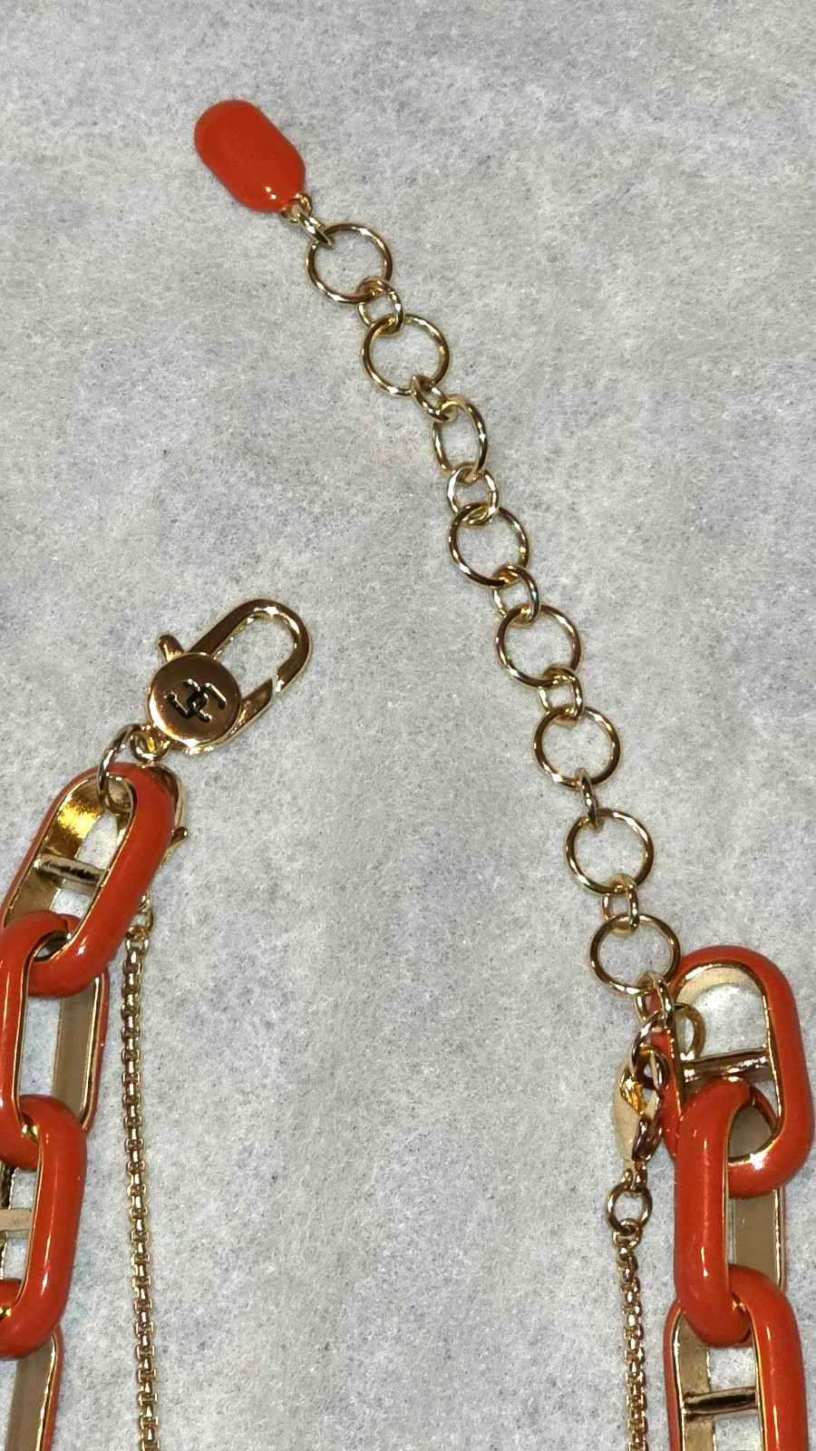 CHICOS ORANGE GOLD TWO IN ONE NECKLACE
