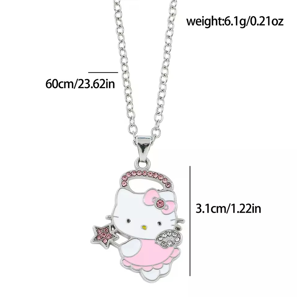 NEW Creative Hello Kitty Anime Cosplay Angel Rhinestone Pendant Necklace