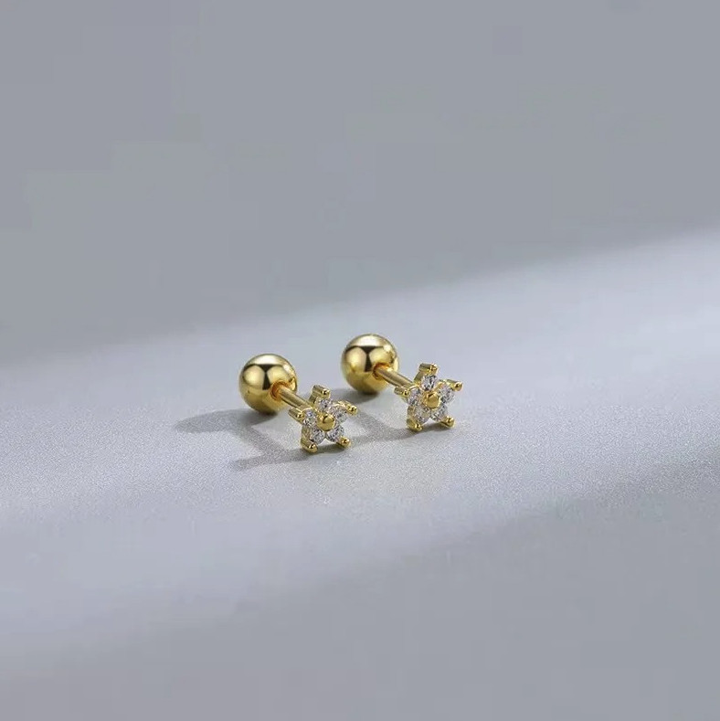 1 Pair Heart Stud Earrings for Women Hypoallergenic Screw Back Cartilage Jewelry
