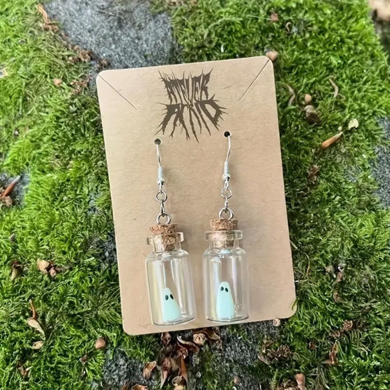 Glow in the Dark Ghost in a Bottle Necklace Luminous Halloween Spooky Jewelry
