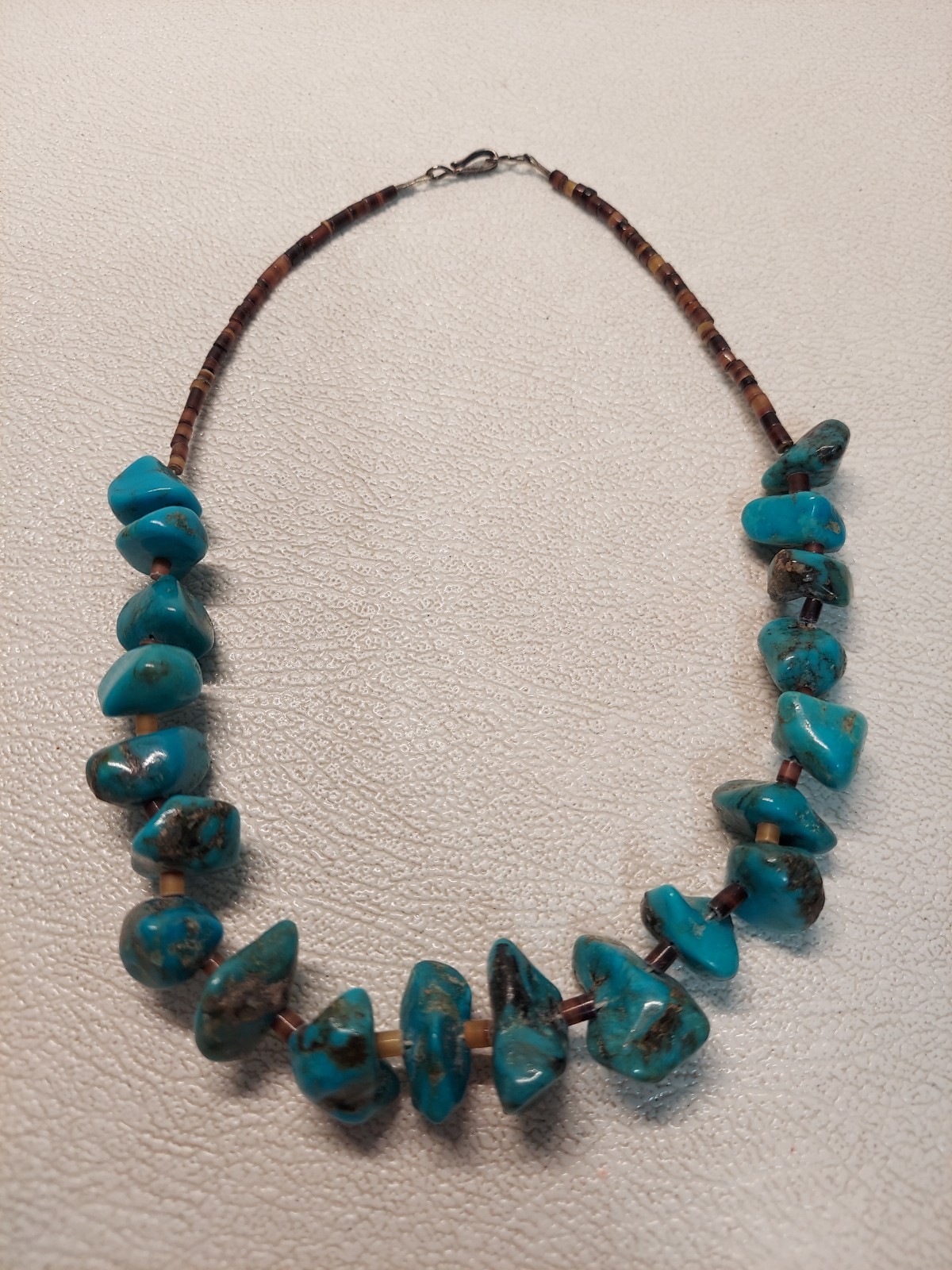 41cm/51g Vtg Turquoise Nugget Heishi Bead Southwest Style Necklace