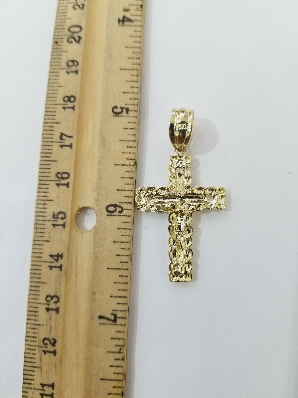 REAL 10k Rope Chain And Cross Charm Pendant 3mm Necklace Jesus Cross Set 16″-28″