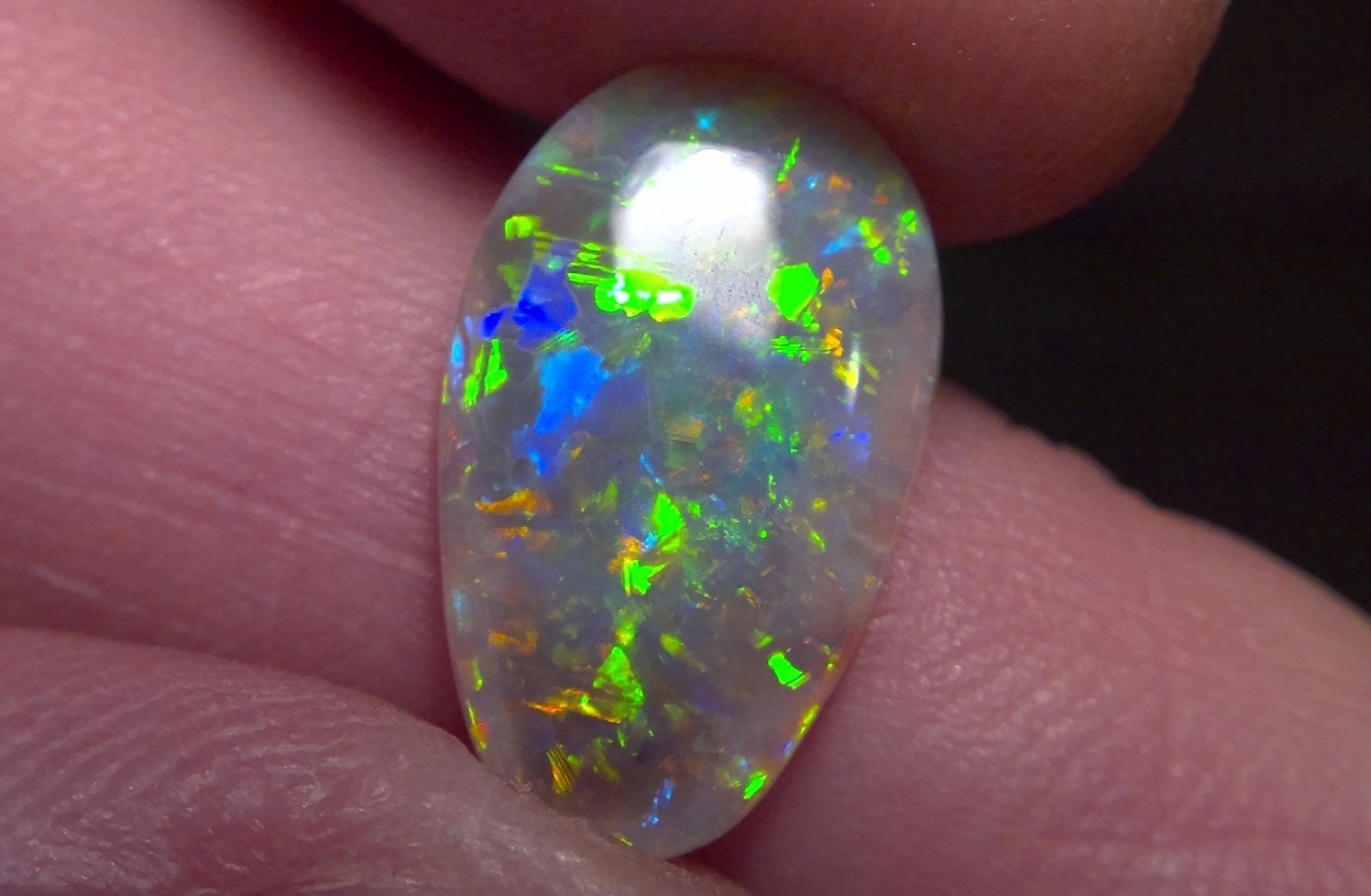 2.25cts Solid Lightning Ridge semi-black opal, stunning Rainbow fire + video