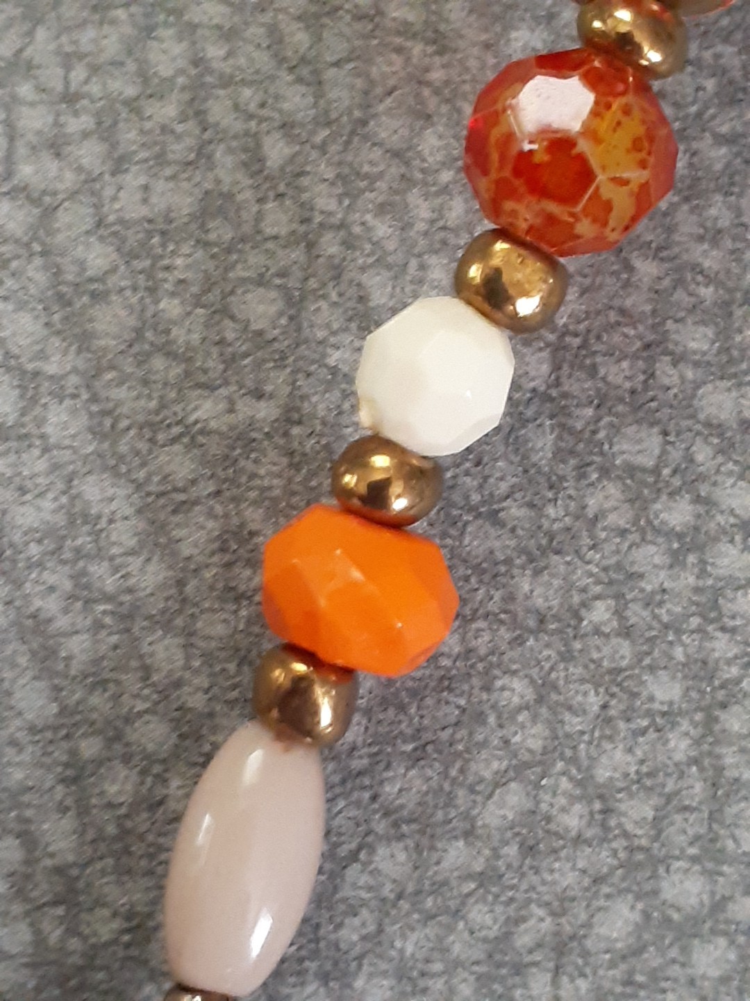 Charming Charlie GoldTone Orange Brown Bead Long Necklace for Layering 15″ Drop