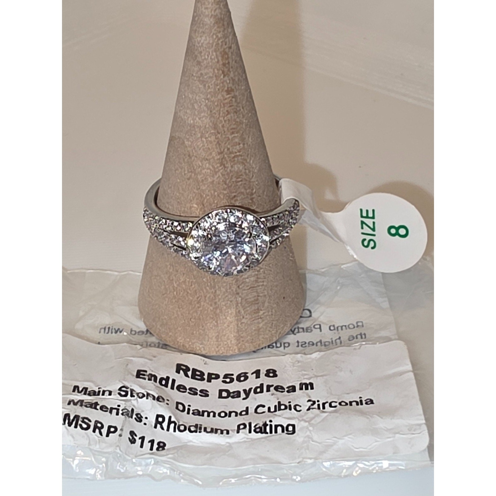 RBP 5618 , Ring Bomb Party Ring, Endless Daydream, Size 8, NWT Rhodium Plating