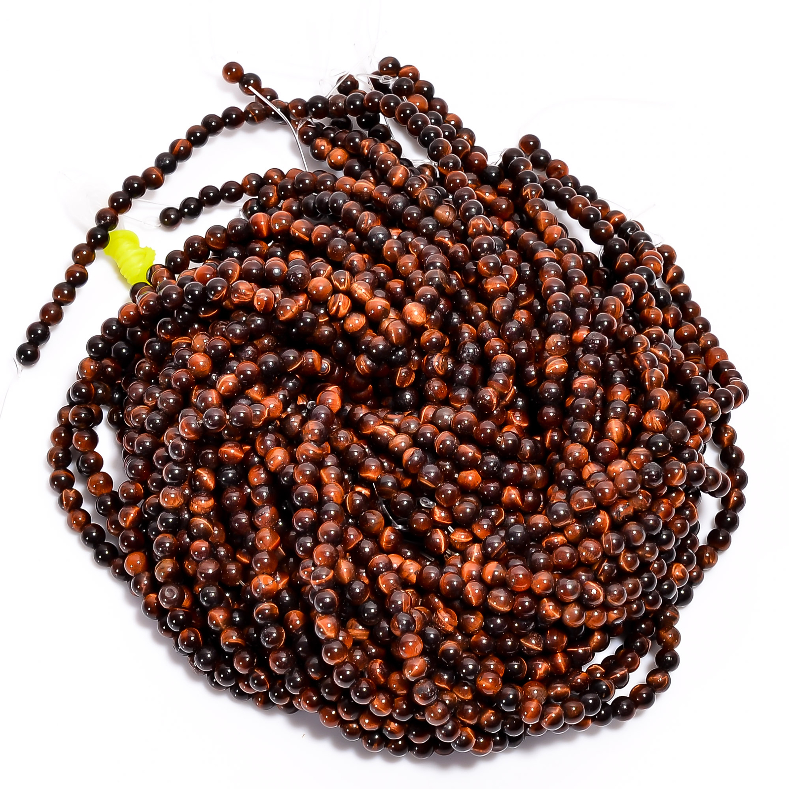 Natural Red Tiger Eye Gemstone Round Shape Smooth Beads 4X4.5mm Strand 15″ EB592