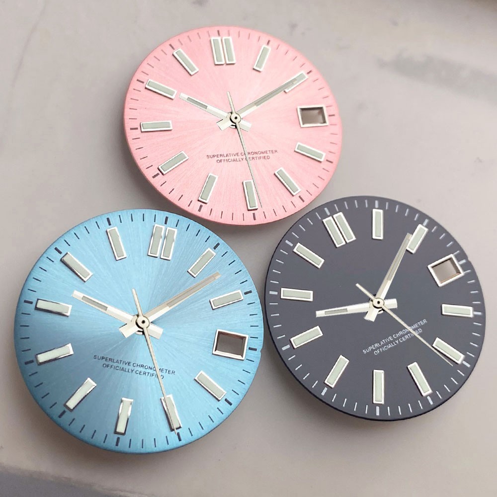 29mm Black Pink Blue Sunburst Watch Dial Fit Datejust Japan NH35 NH36 Movement