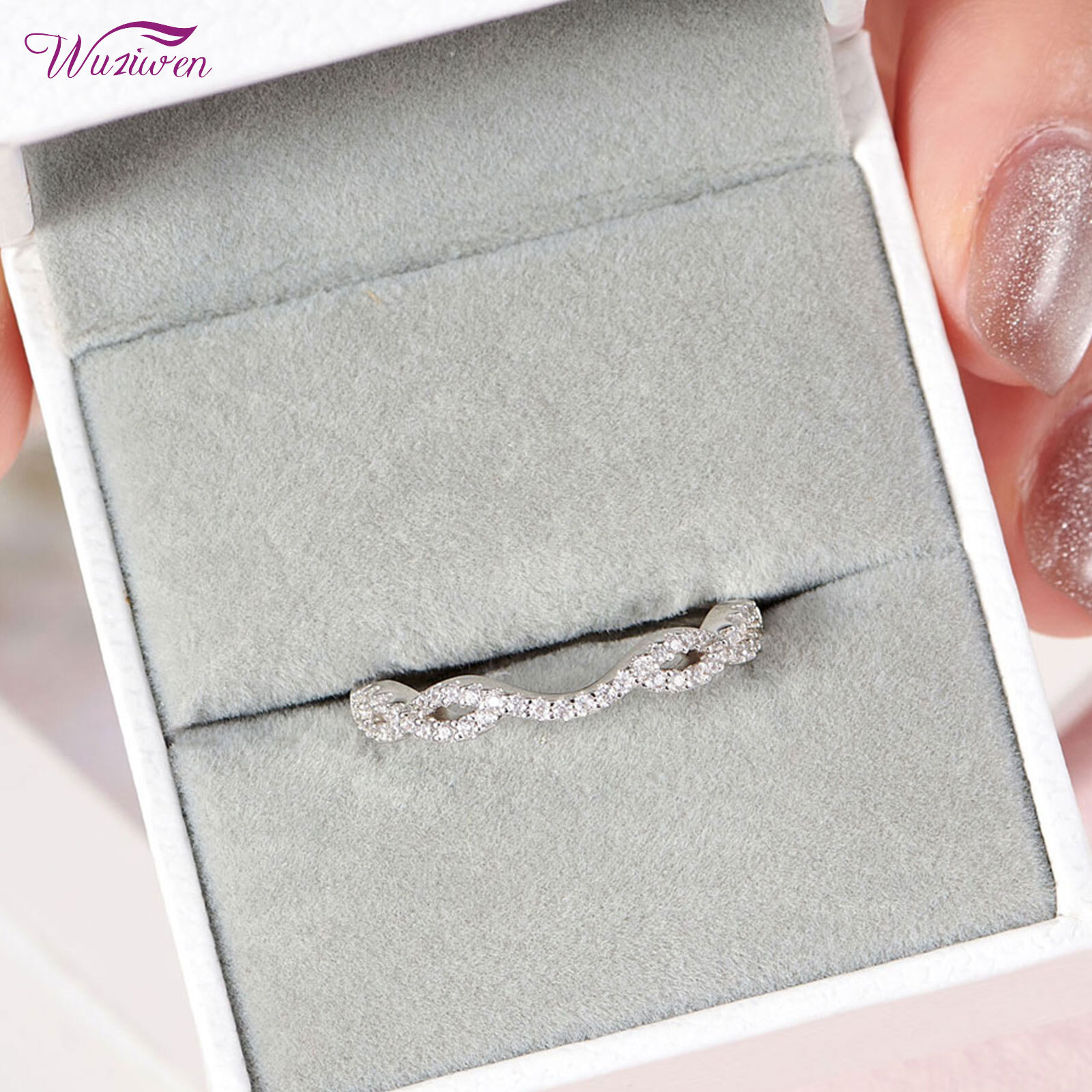 Wuziwen Wedding Bands for Women for Engagement Ring AAAAA CZ Sterling Silver