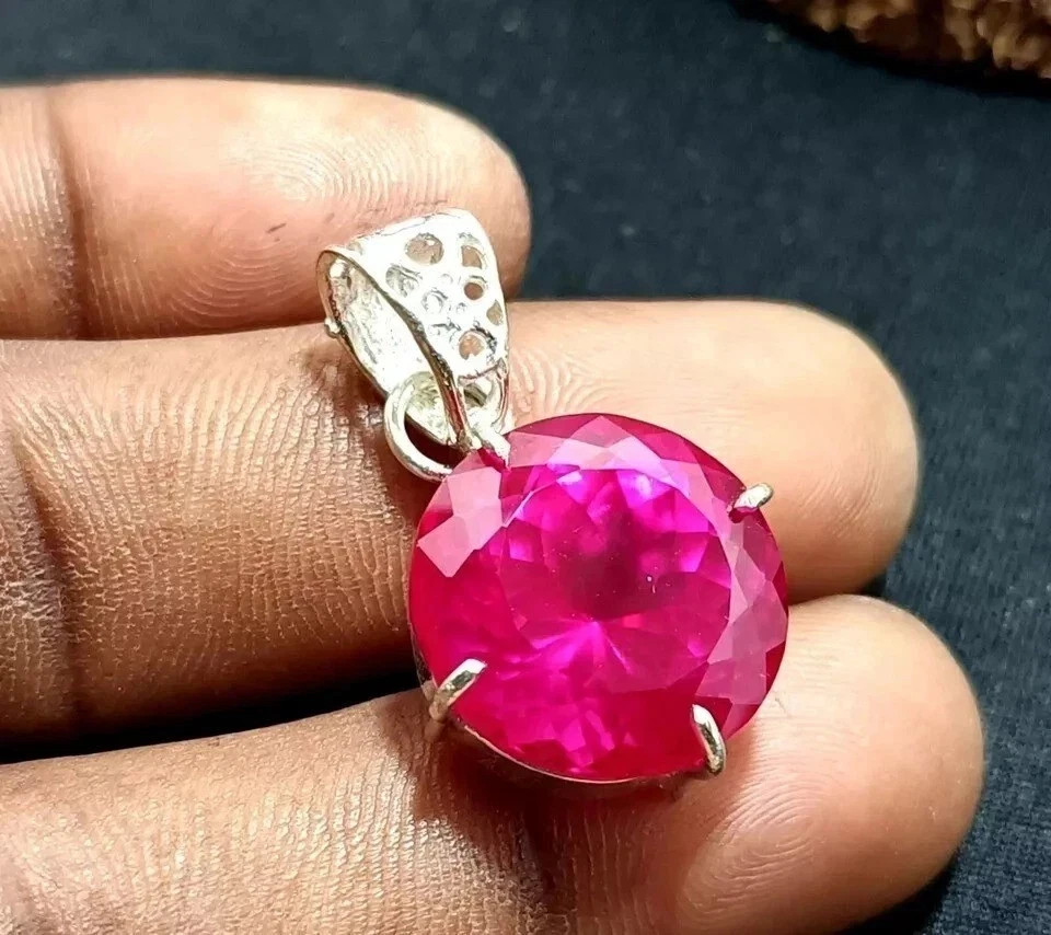 Certified 28 Ct Natural Pink Sapphire 925 Silver Pendant Loose Gemstone