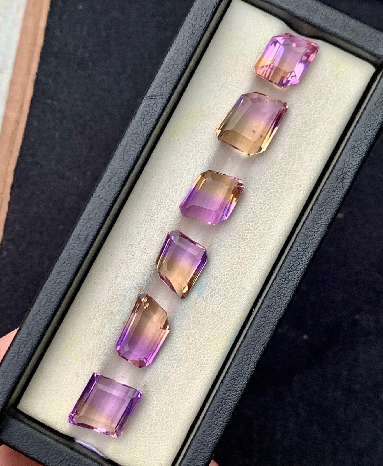 40 Carat Natural Ametrine Emerald Cut Gemstone Lot of 6 Pieces | Bi-Color