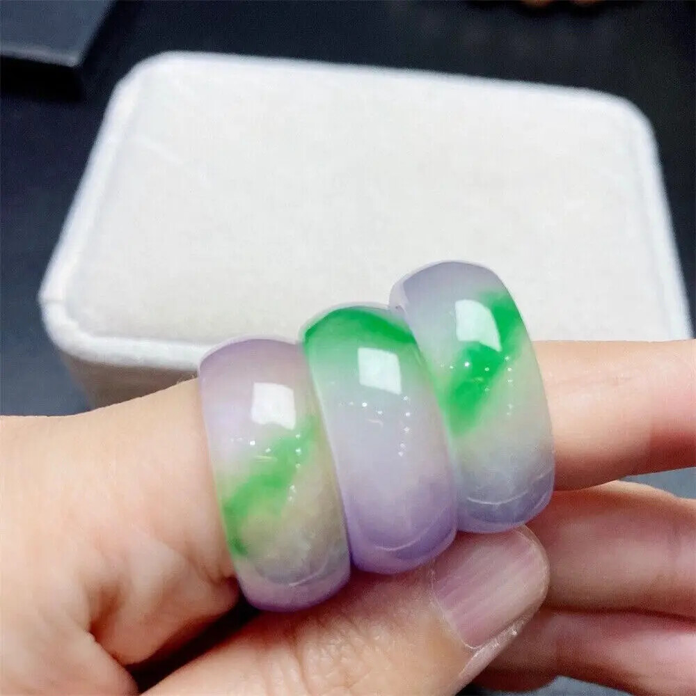 Natural Myanmar Jade Ring with Purple and Green Accents – Stylish Men’s Ring