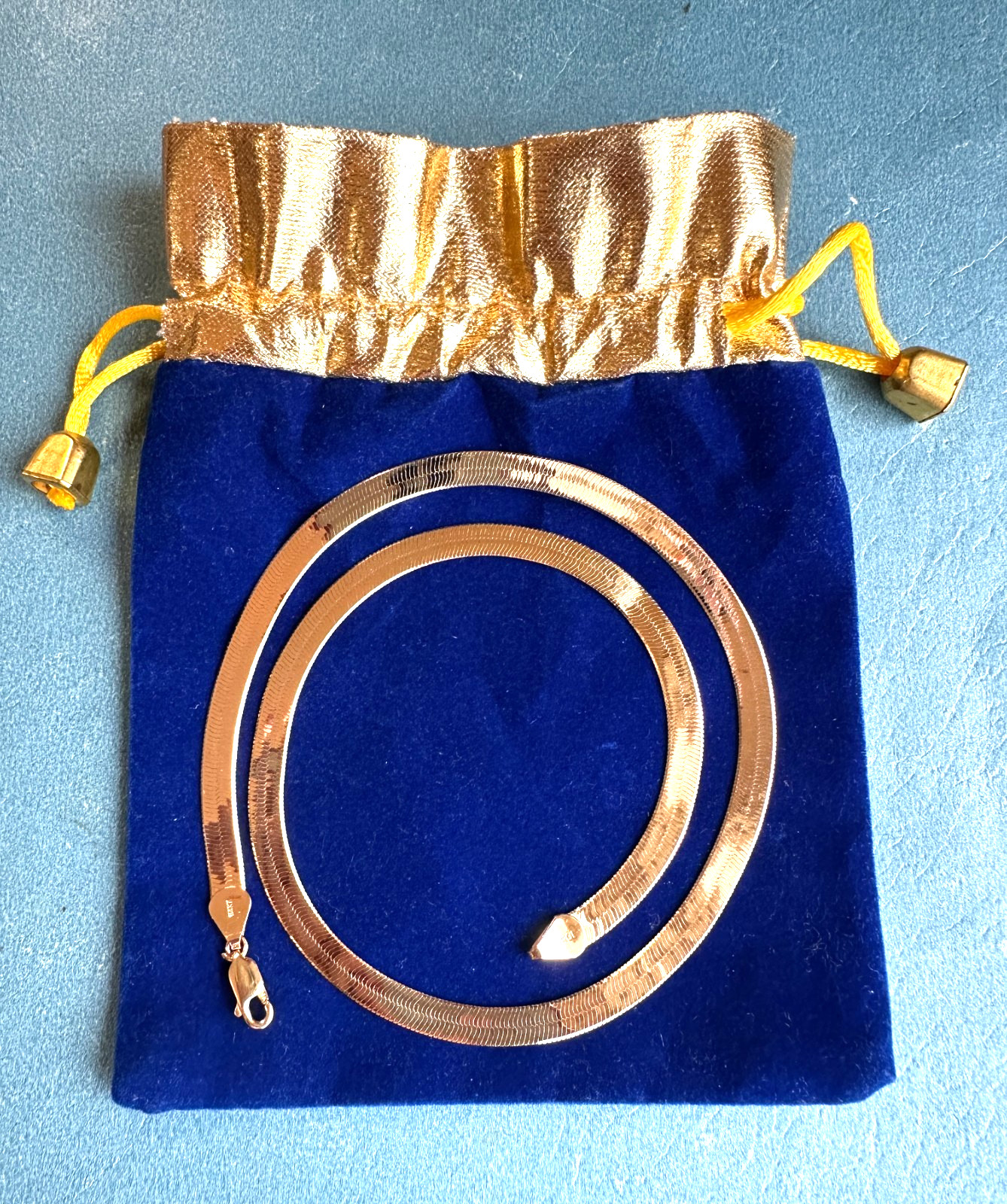 14K ITALIAN YELLOW GOLD 18” HERRINGBONE CHAIN BY RCI 12.1 GRAMS LOBSTER CLASP