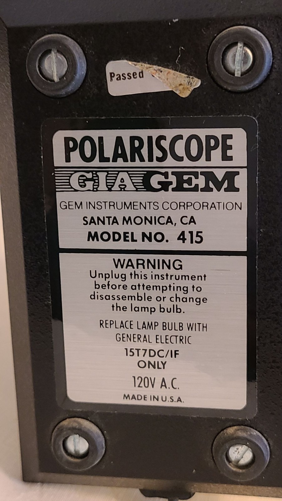 DAMAGED FOR PARTS – GIA GEM Duplex II Refractometer Polariscope Model 415 GemID