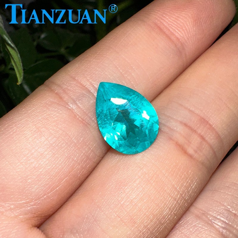Synthetic YAG Pear Shape Neon Paraiba Color with inclusions loose Gemstones