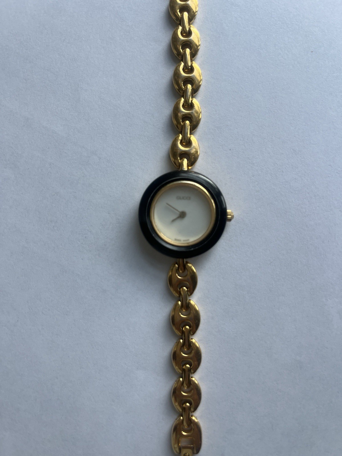 Gucci Change Bezel Women’s Quartz Gold Bracelet Watch White Dial + Bezels