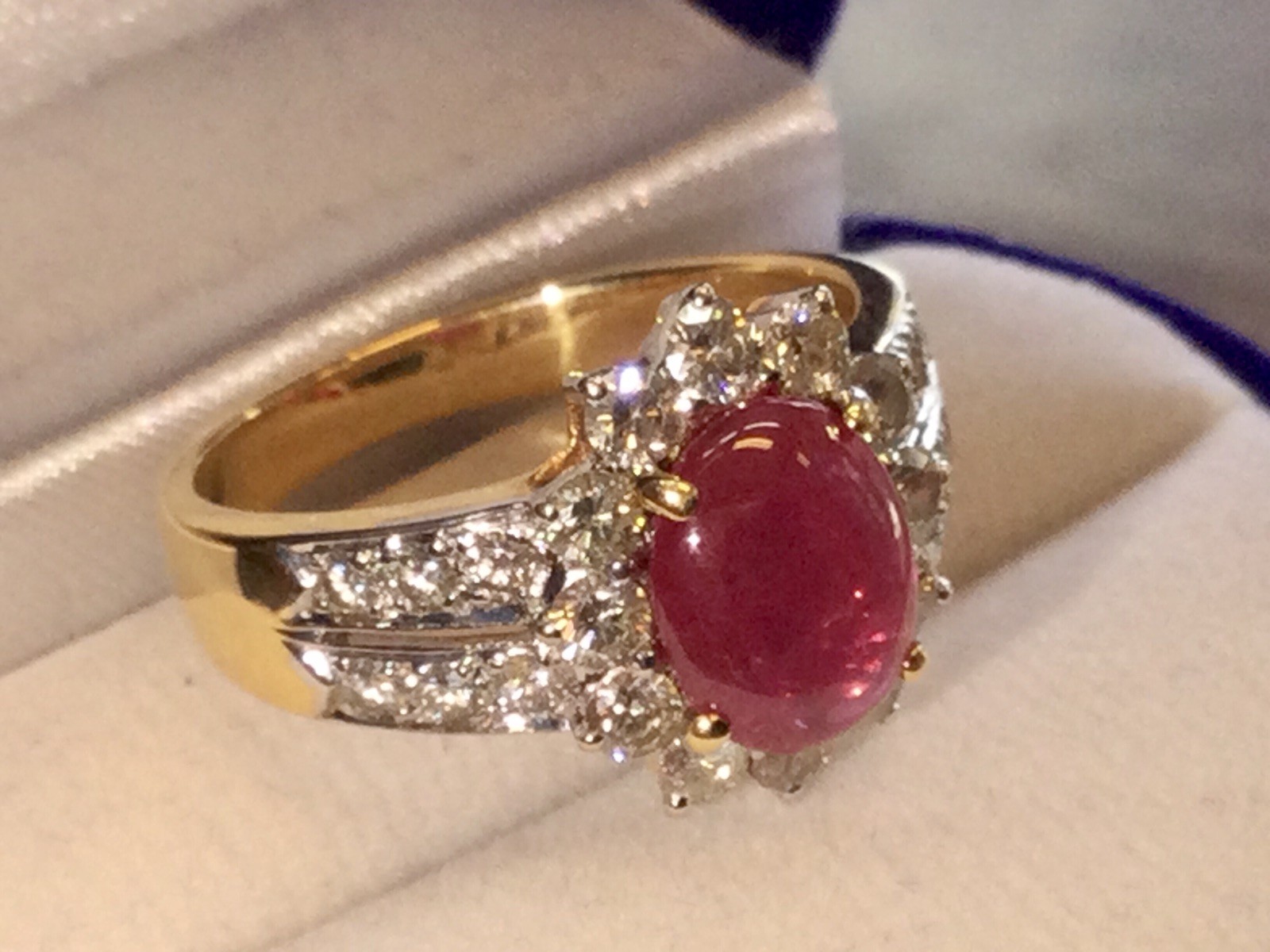 Ruby Gold Ring Diamonds Pink Burma Ruby 18K Gold Ring & Diamonds Certified Gems
